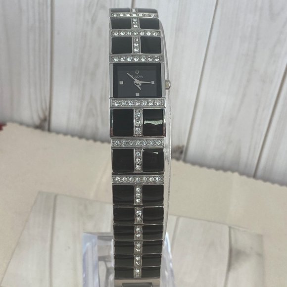 Bulova Cocktail Watch Stainless Steel with Black Onyx Tiles & Swarovski Crystals main image 5